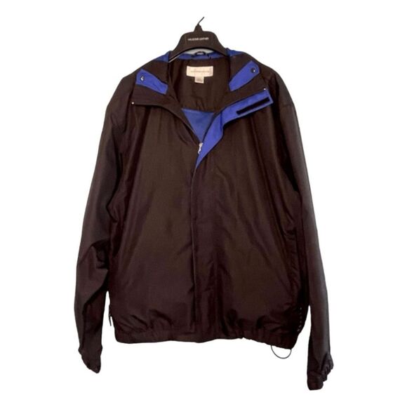 Cutter & Buck Windbreaker Utility Jacket Black Blue Vented Logo Full Zip Front - Picture 1 of 12